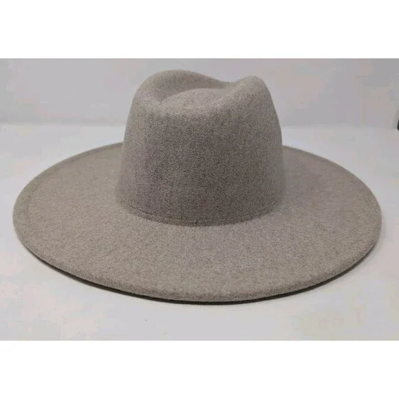 Light Tan Beige WIDE BRIM FELT HAT WESTERN COWBOY FESTIVAL BOHO - Picture 2 of 5